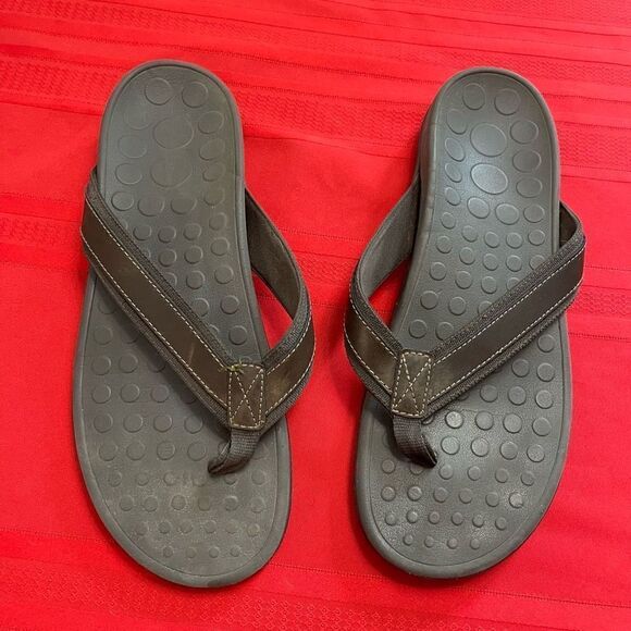 Vionic Men’s Brown Flip Flops Sandals Size 14 - Picture 1 of 8